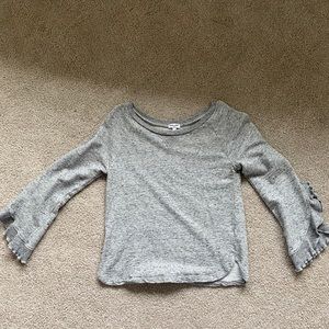 Gray top with ruffle sleeves